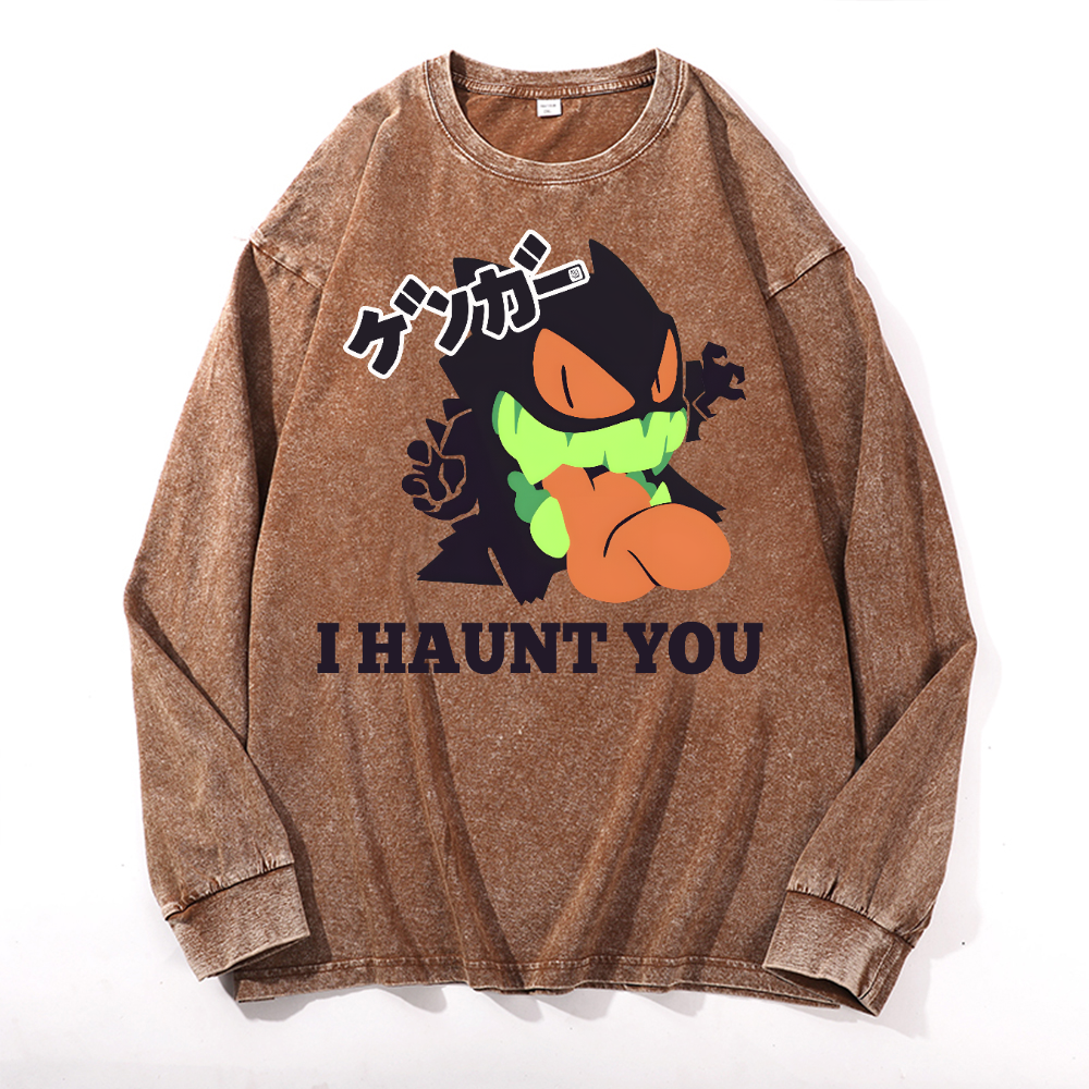 Gengar Vintage Cotton Wash Long-sleeve T-shirt