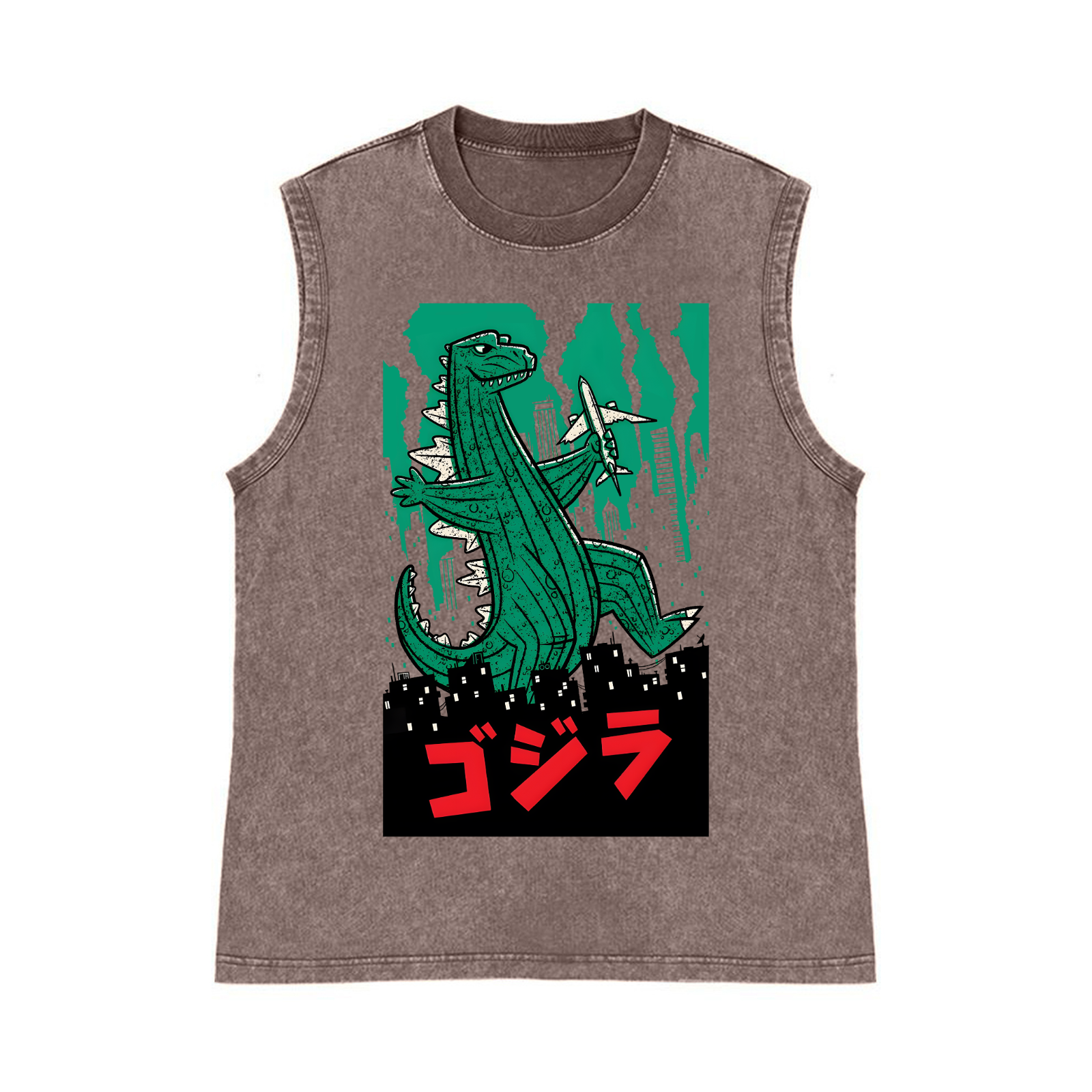 Kaiju Pure Cotton Wash-Dyed Sleeveless Tank Top