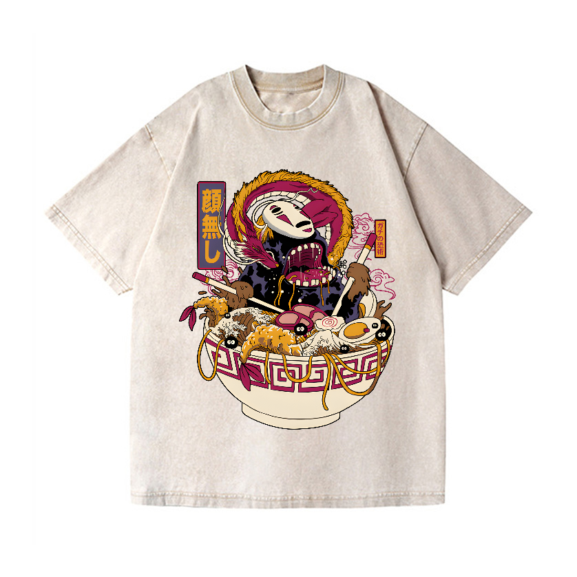 No Face Kaonashi Ramen Vintage Wash Japanese Design T-Shirt