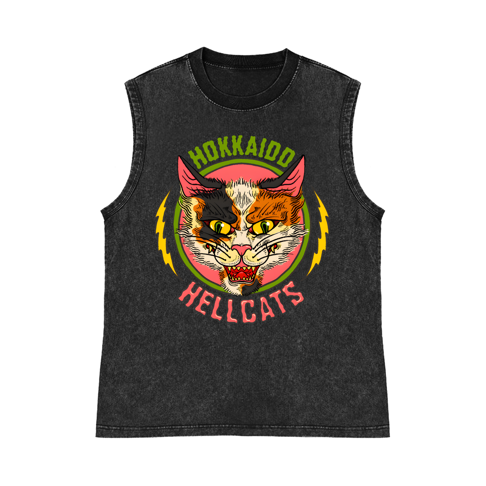 Hokkaido Hellcats Cat Pure Cotton Wash-Dyed Sleeveless Tank Top