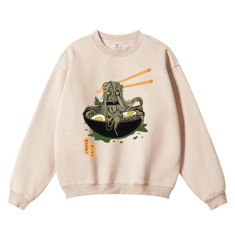 Ramen Yokai Vintage Cotton Blend Crewneck Sweatshirt