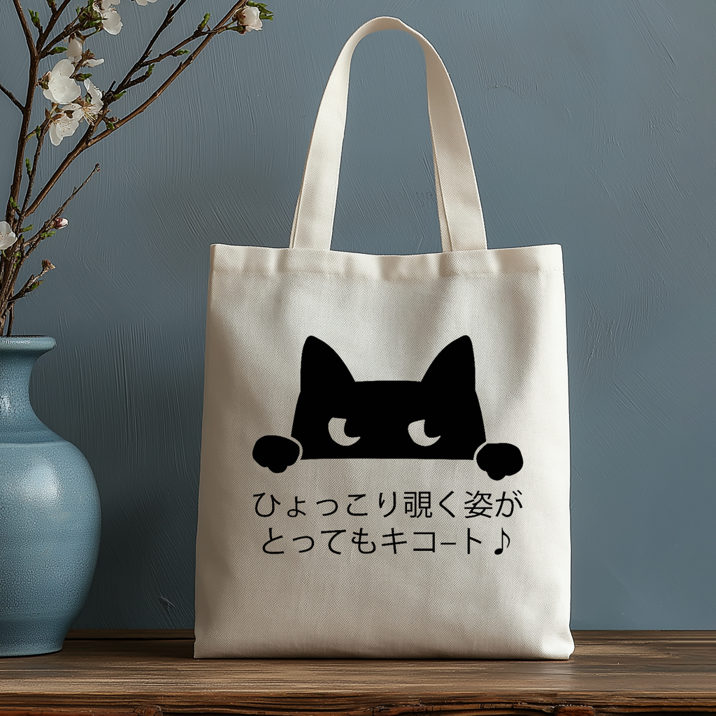 Cat Japanese Style Canvas Tote Bag