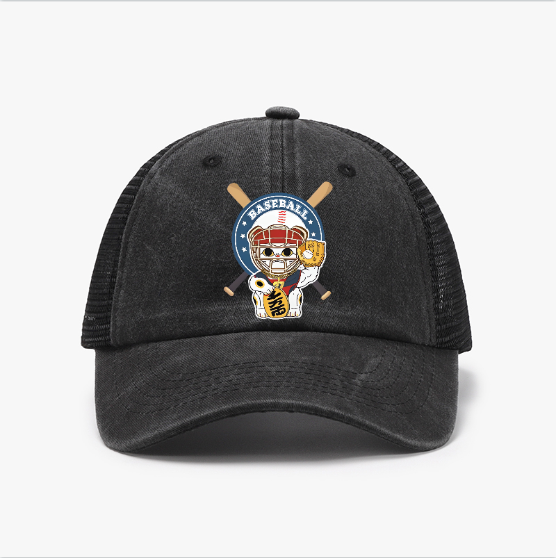 Baseball Cat Vintage Cotton Breathable Hat