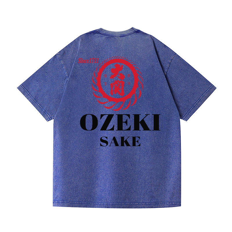 Ozeki Sake Vintage Wash Japanese Design Back Art T-Shirt
