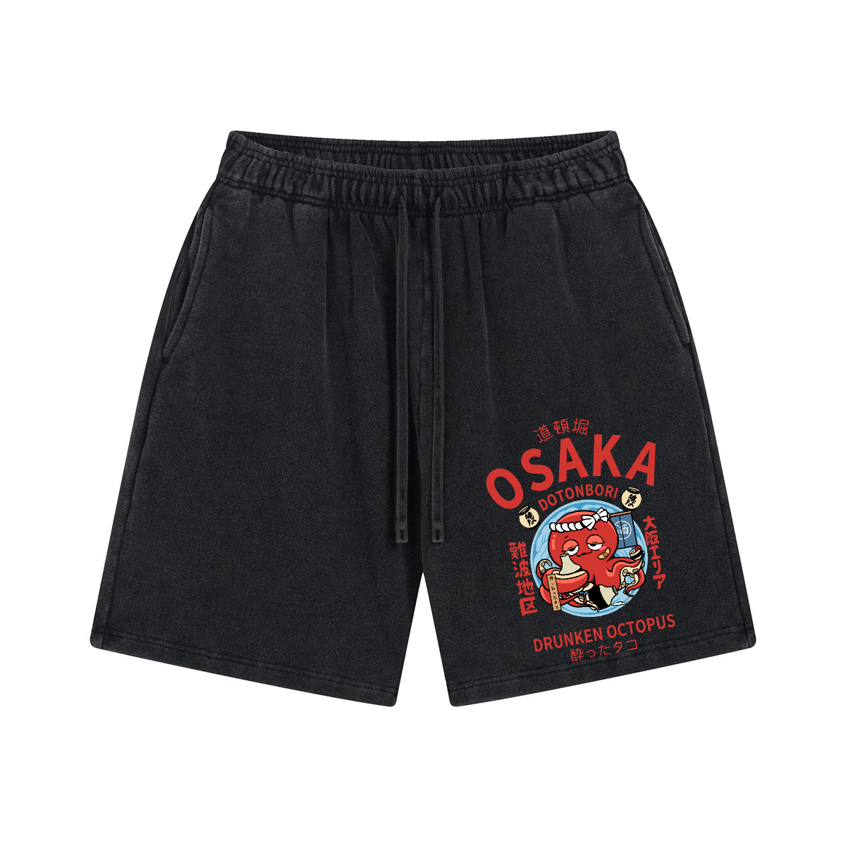 Osaka Dotonbori Drunken Octopus Vintage Pure Thick Cotton Shorts