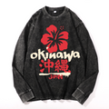 Okinawa Japan Vintage Cotton Wash Crewneck Long-Sleeve T-Shirt
