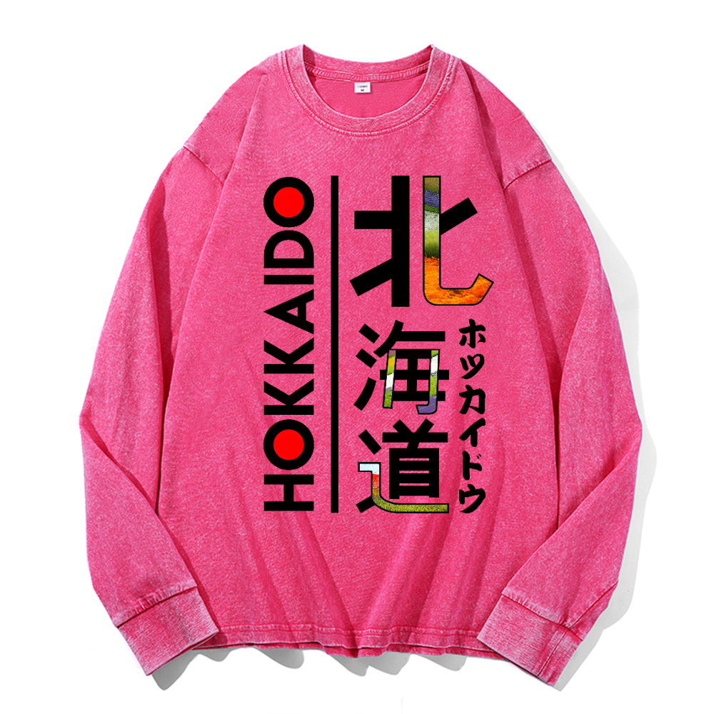 Hokkaido Vintage Cotton Wash Crewneck Long-Sleeve T-Shirt