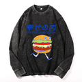 Tokyo Burger Run 86 Vintage Cotton Wash Crewneck Long-Sleeve T-Shirt