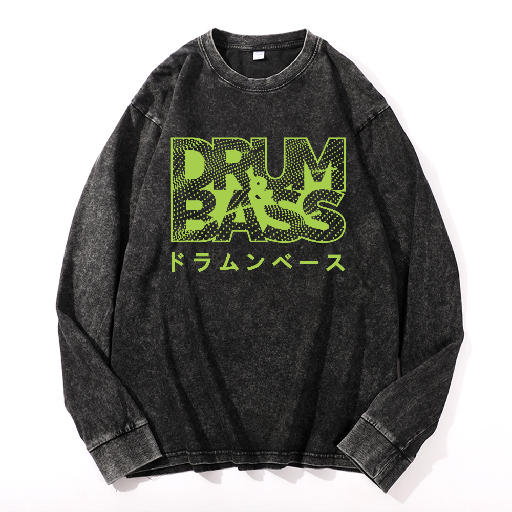 Drum and Bass Vintage Cotton Wash Long-sleeve T-shirt