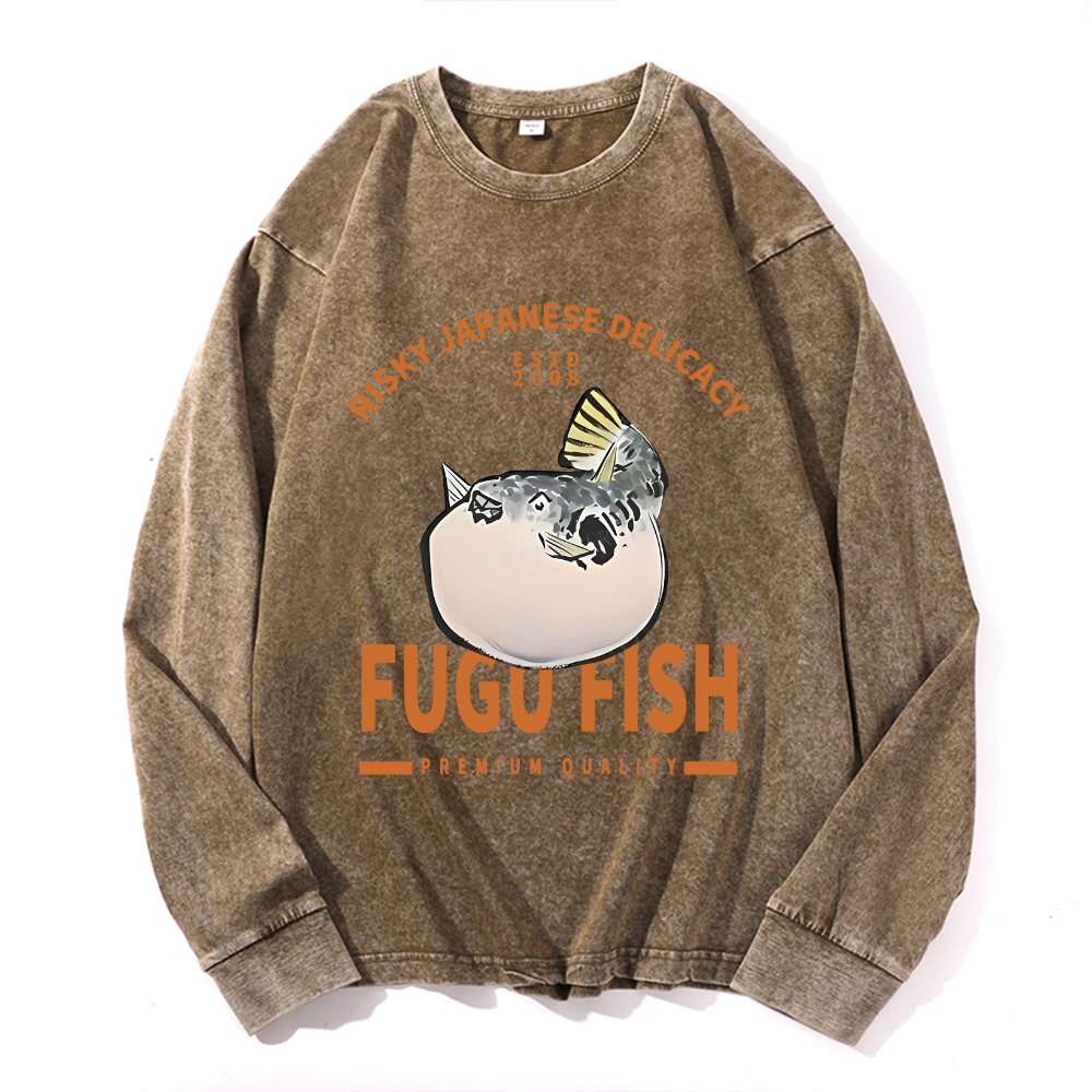 Vintage Cotton Wash Crewneck Long-Sleeve T-Shirt