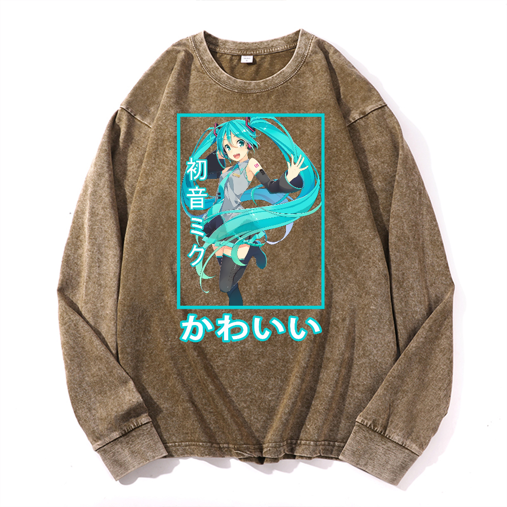 Hatsune Miku Vintage Cotton Wash Long-sleeve T-shirt
