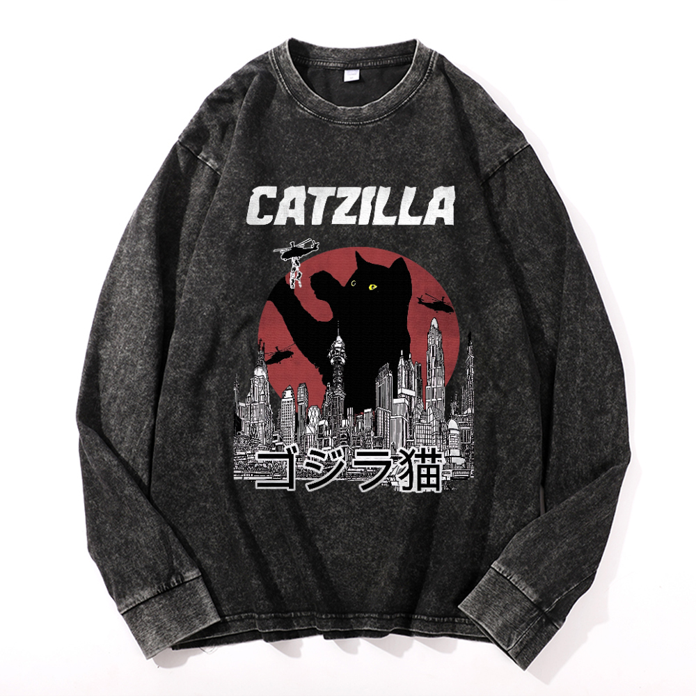 Vintage Cotton Wash Crewneck Long-Sleeve T-Shirt