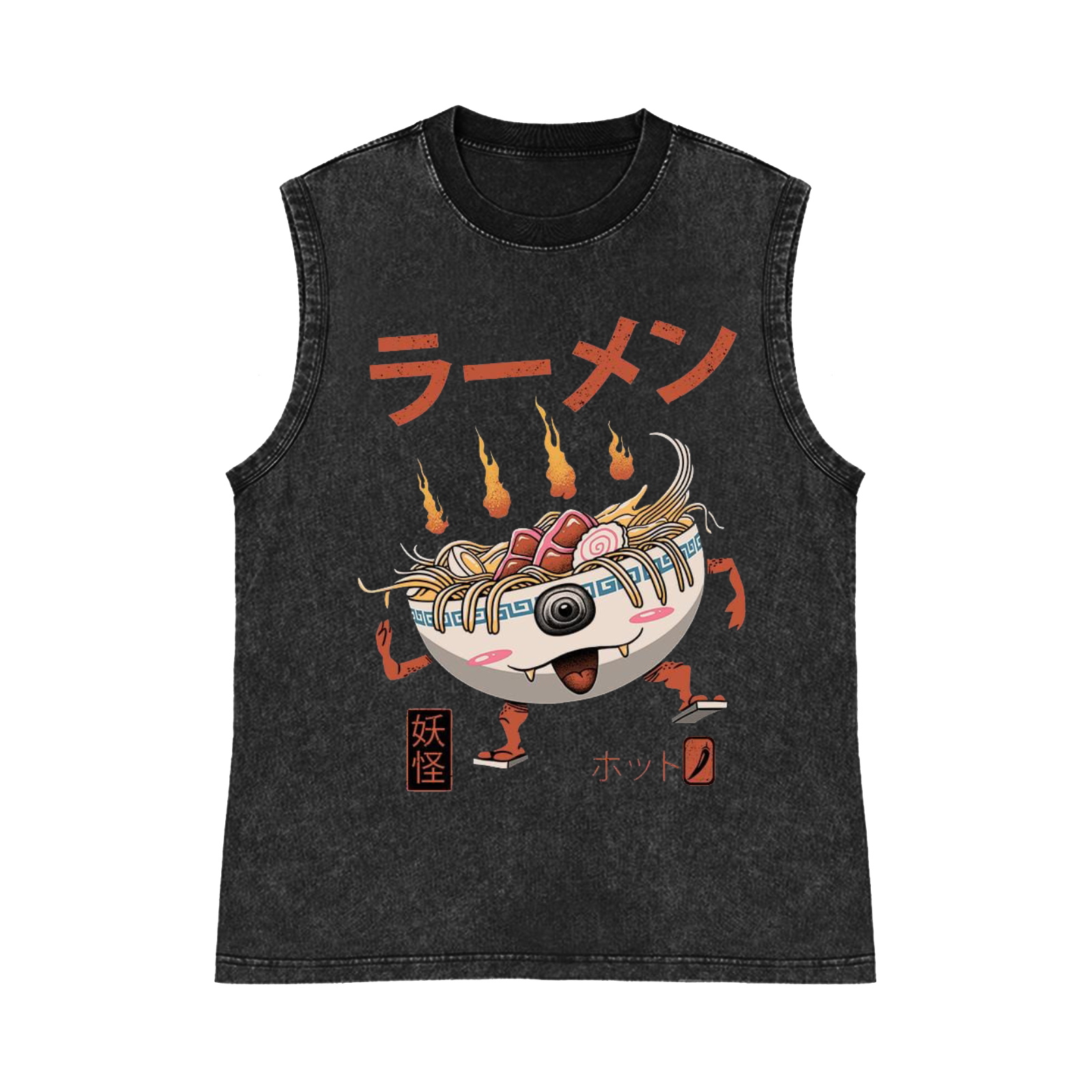 Ramen Monster Pure Cotton Wash-Dyed Sleeveless Tank Top