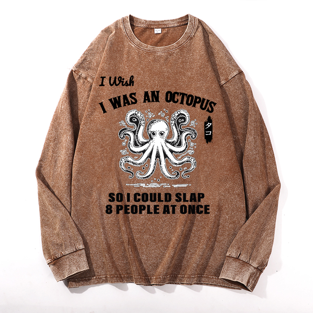 Octopus Vintage Cotton Wash Long-sleeve T-shirt
