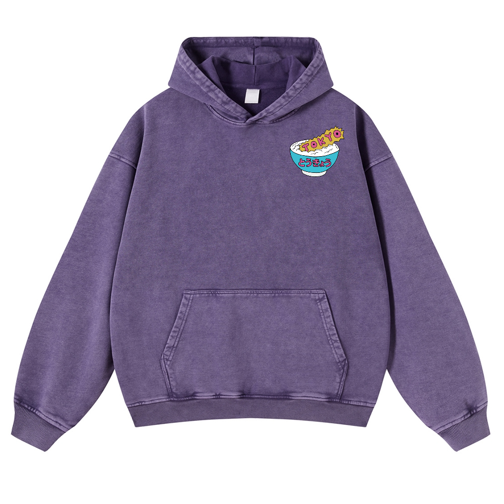 Kaiju The Monster Rice of Tokyo Vintage Washed Cotton Back Art Hoodie