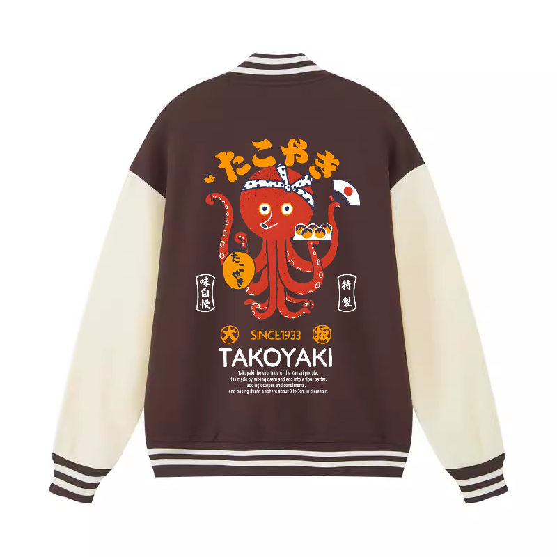 Takoyaki Octopus Vintage Cotton Varsity Jacket