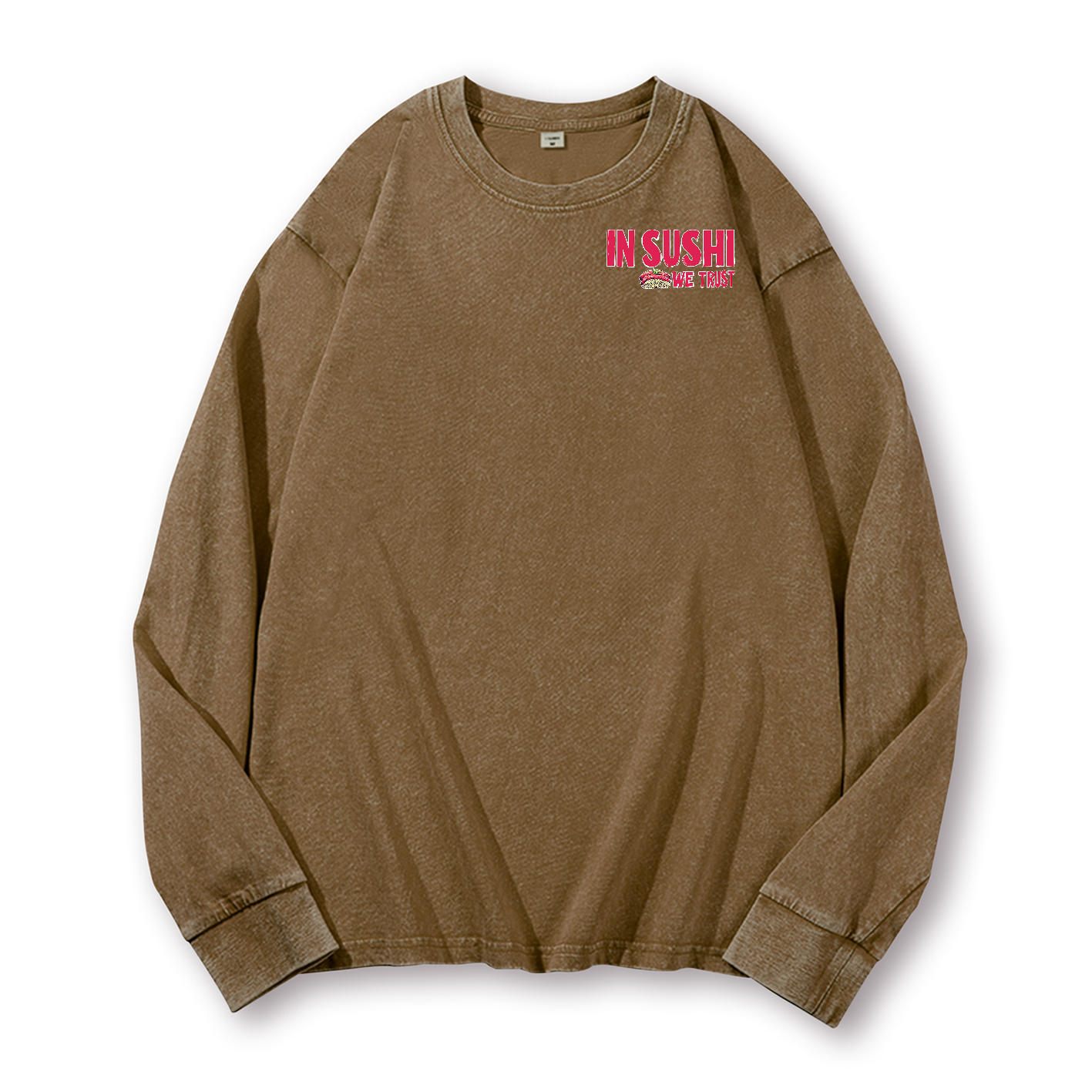 In Sushi We Trust Vintage Washed Cotton Back Art Long-sleeve T-shirt