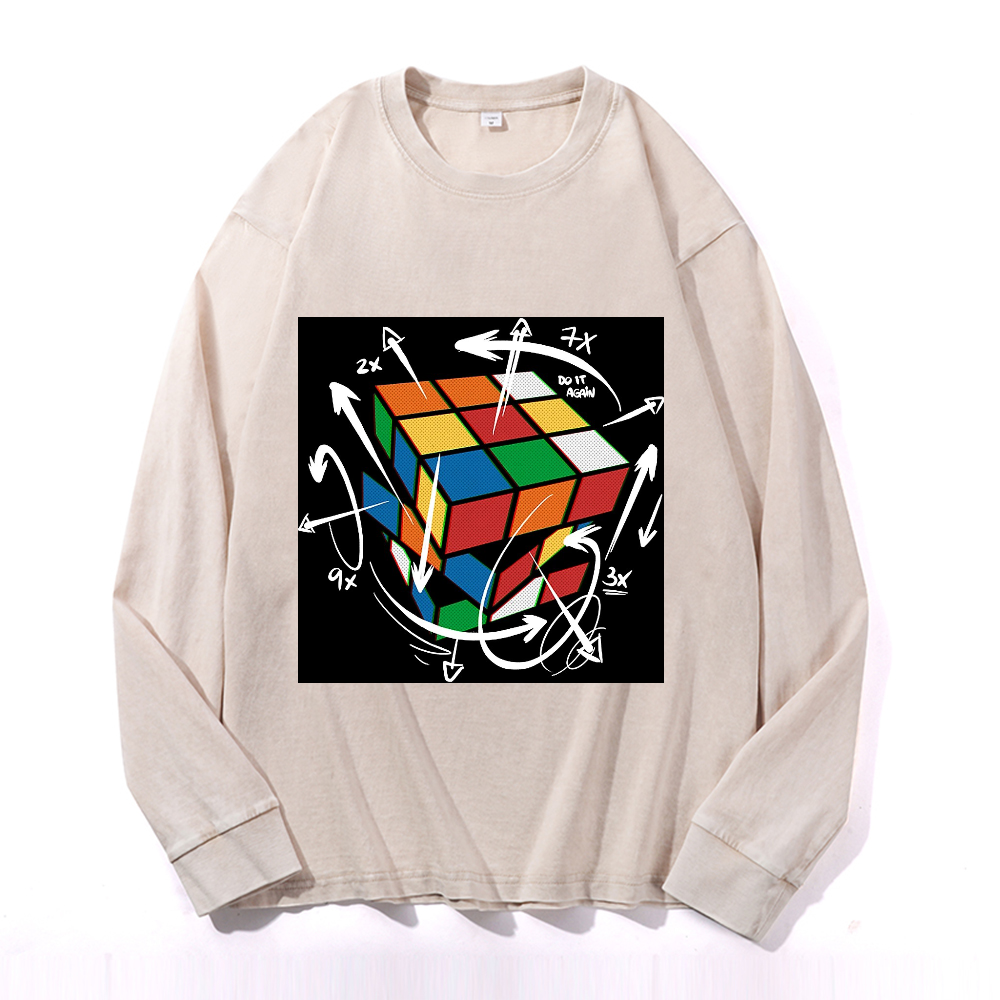 Vintage Cotton Wash Crewneck Long-Sleeve T-Shirt