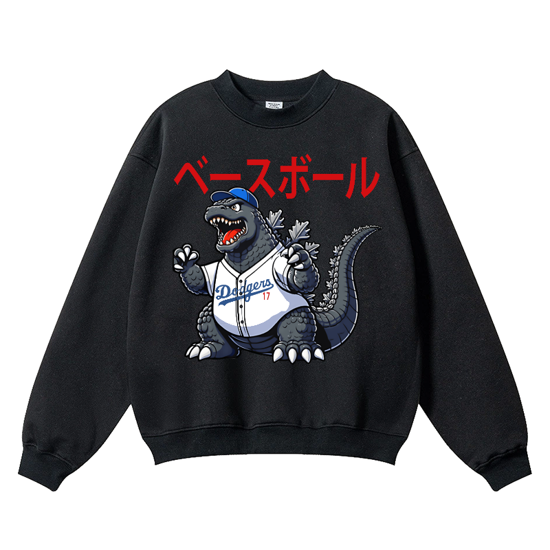 Dodgers Kaiju 17 Baseball Vintage Cotton Blend Crewneck Sweatshirt