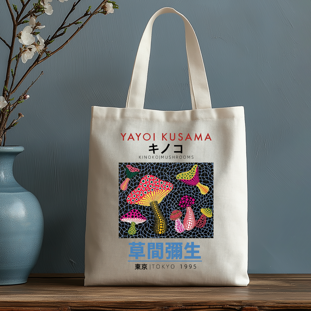 Yayoi kusama Mushroom Japanese Style Canvas Tote Bag