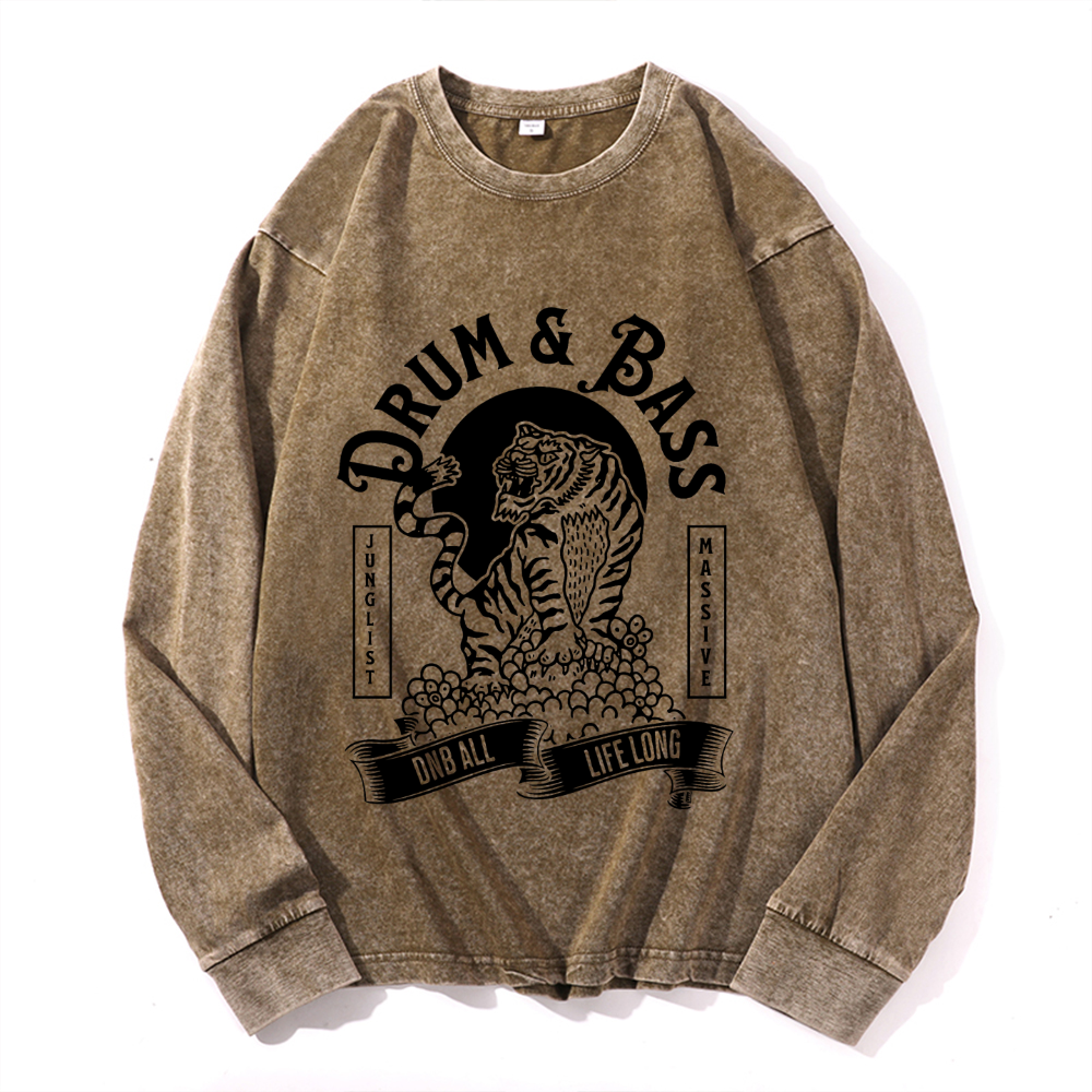 Vintage Cotton Wash Crewneck Long-Sleeve T-Shirt