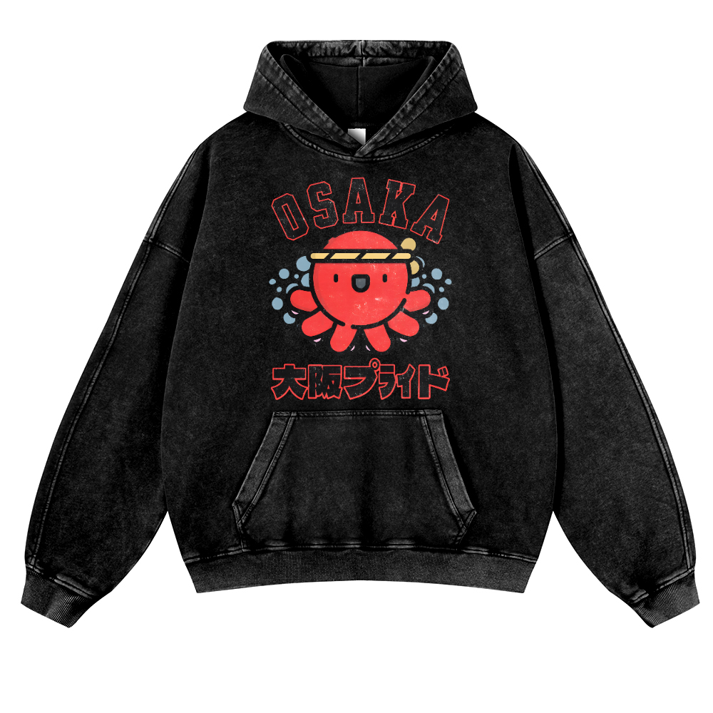 Osaka Octopus Vintage Washed Thick Cotton Hoodie