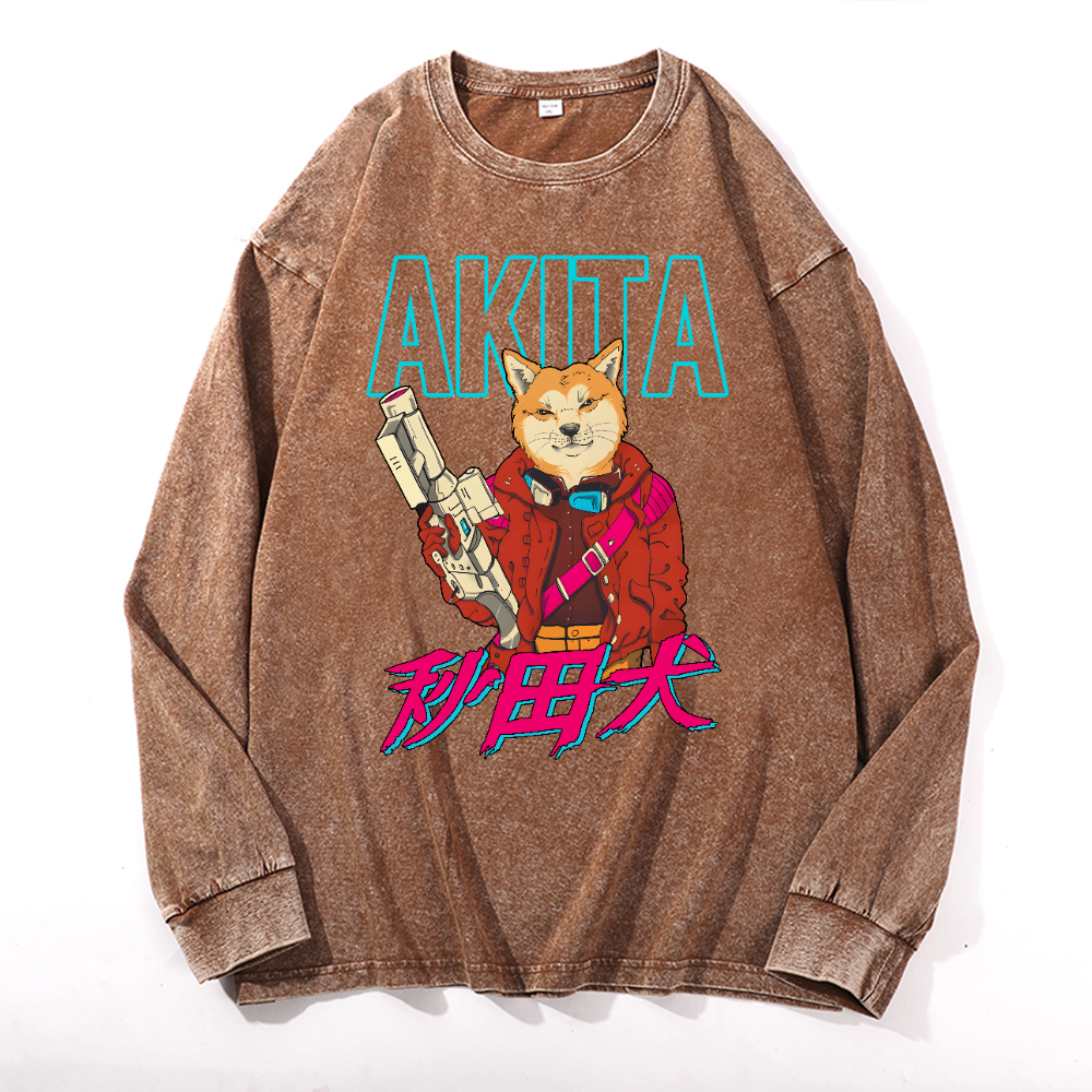 Akita Vintage Cotton Wash Crewneck Long-Sleeve T-Shirt