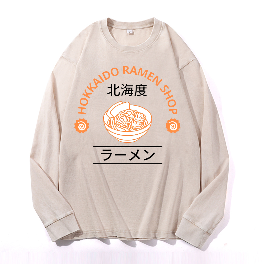 Vintage Cotton Wash Crewneck Long-Sleeve T-Shirt