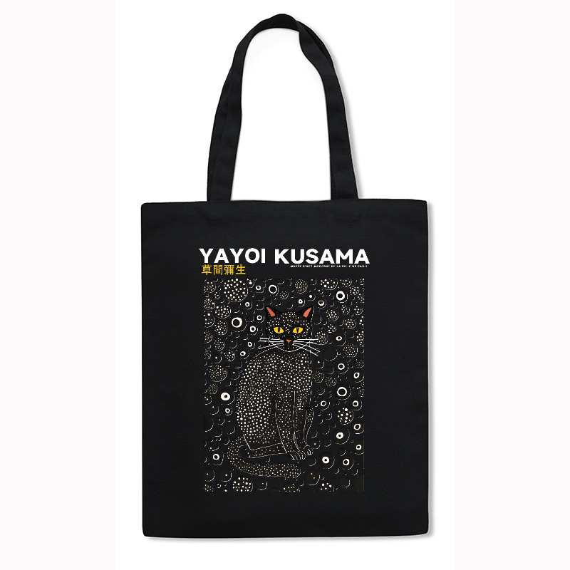 Yayoi Kusama Cat Japanese Style Canvas Tote Bag
