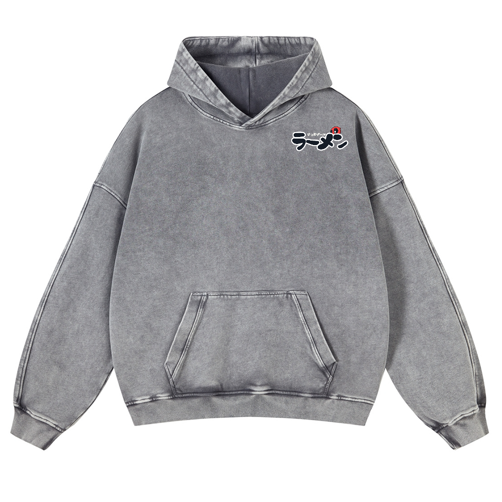 Ramen Hero Vintage Washed Cotton Back Art Hoodie