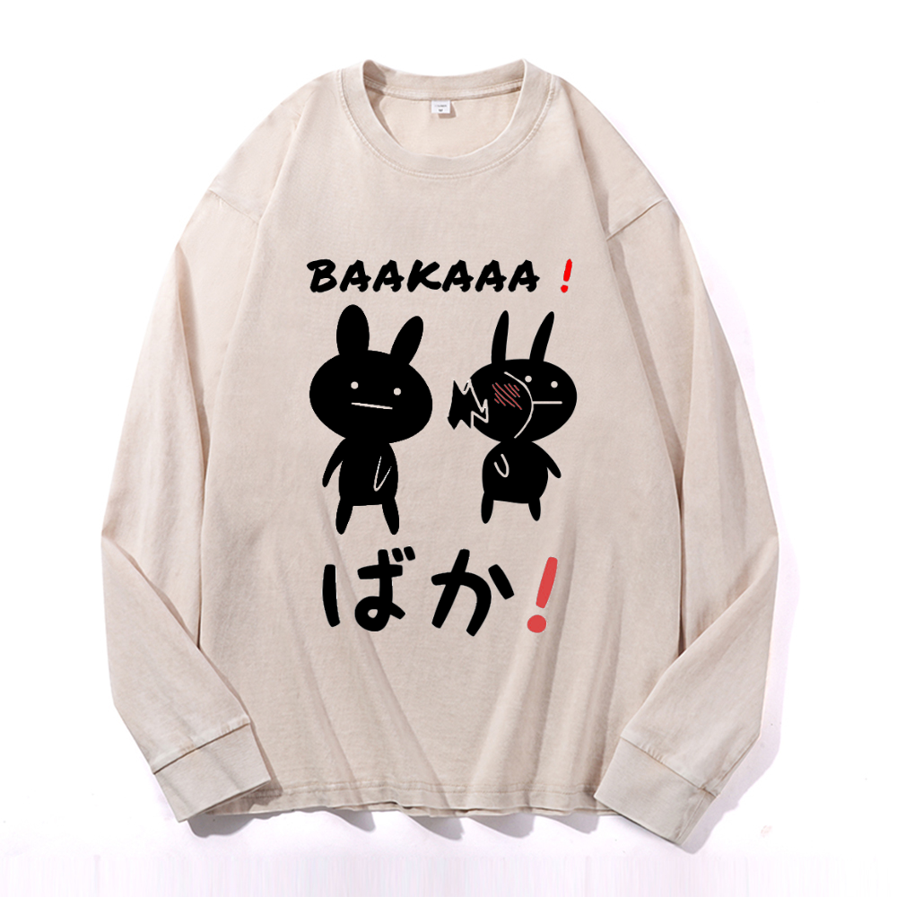 Vintage Cotton Wash Crewneck Long-Sleeve T-Shirt