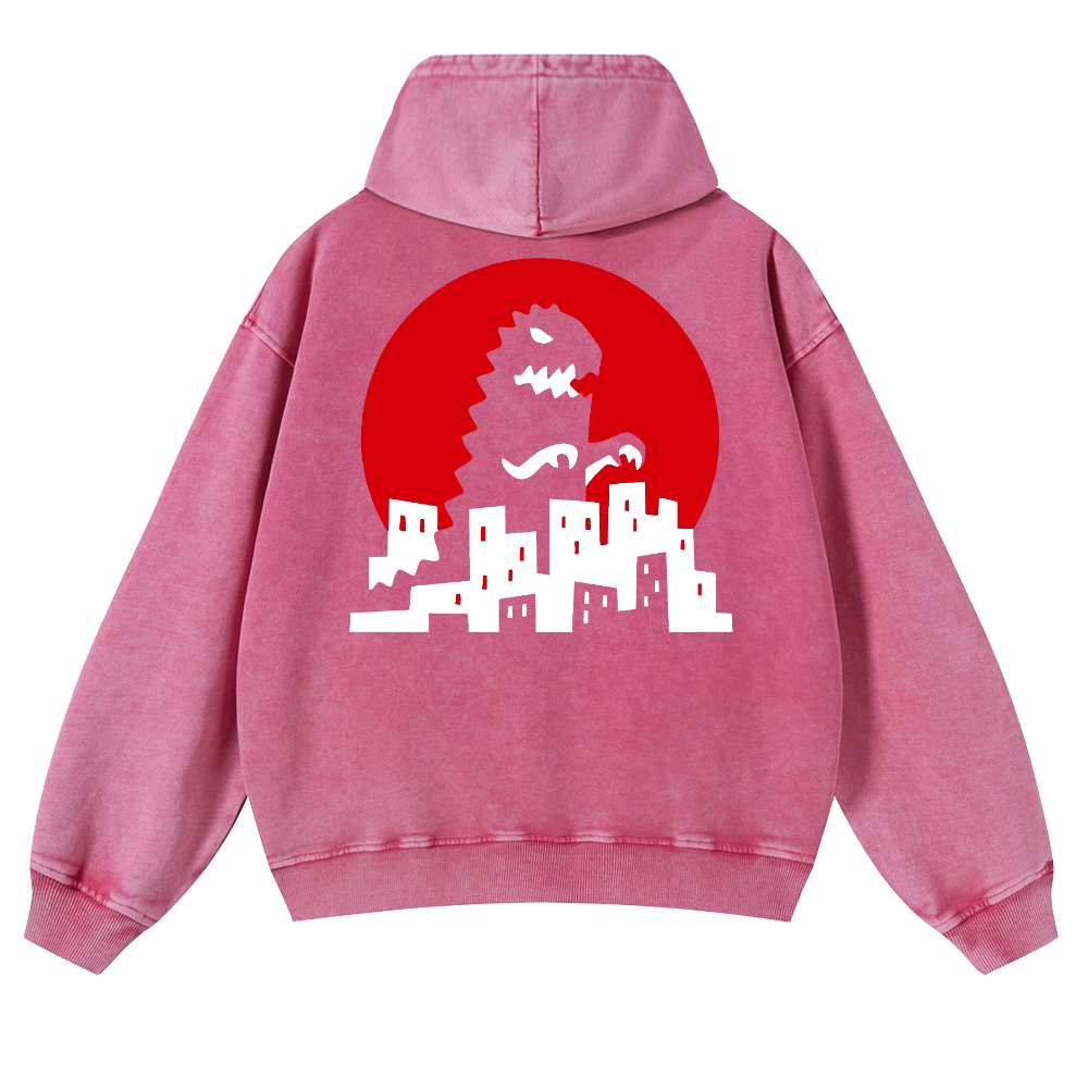 Kaiju Vintage Washed Cotton Back Art Hoodie