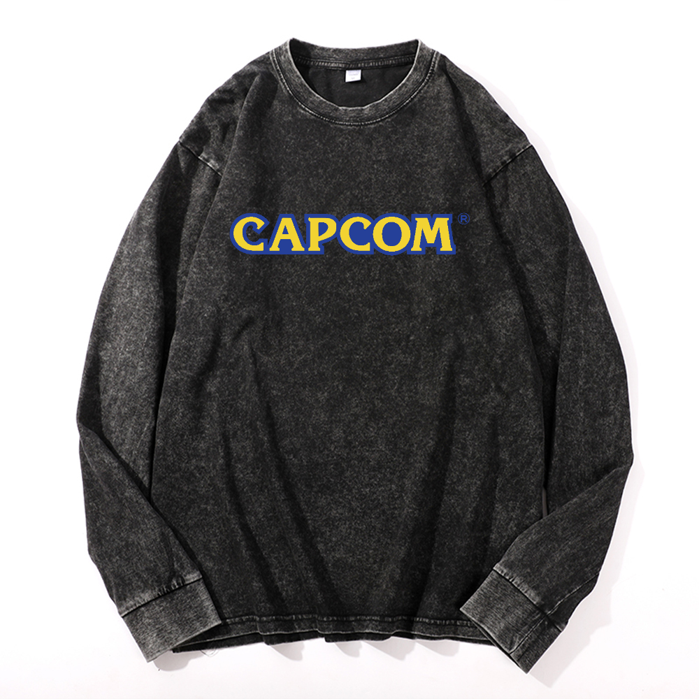 Capcom Vintage Cotton Wash Crewneck Long-Sleeve T-Shirt