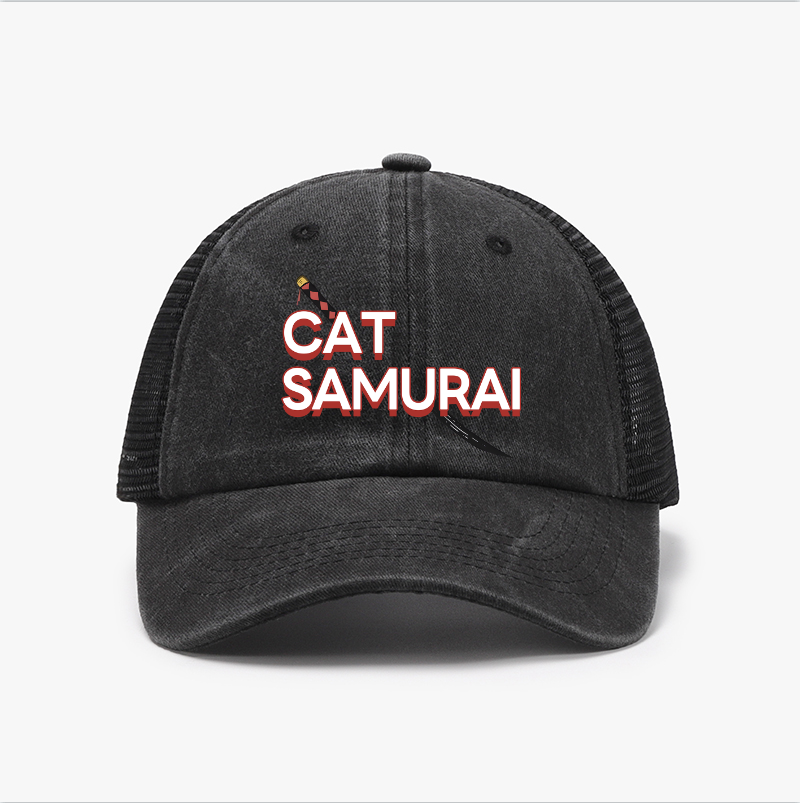 Cat Samurai Vintage Cotton Breathable Hat