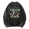 Tokyo Koi Vintage Cotton Wash Crewneck Long-Sleeve T-Shirt