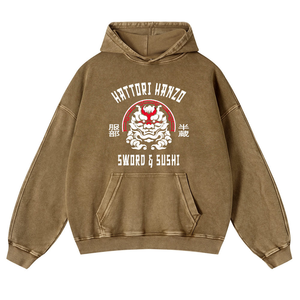 Hattori Hanzo Komainu Vintage Washed Thick Cotton Hoodie