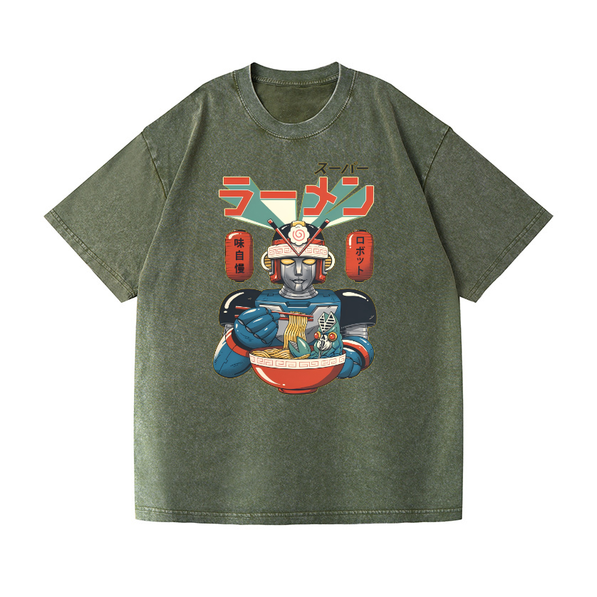 Ramen Robot Vintage Wash Japanese Design T-Shirt