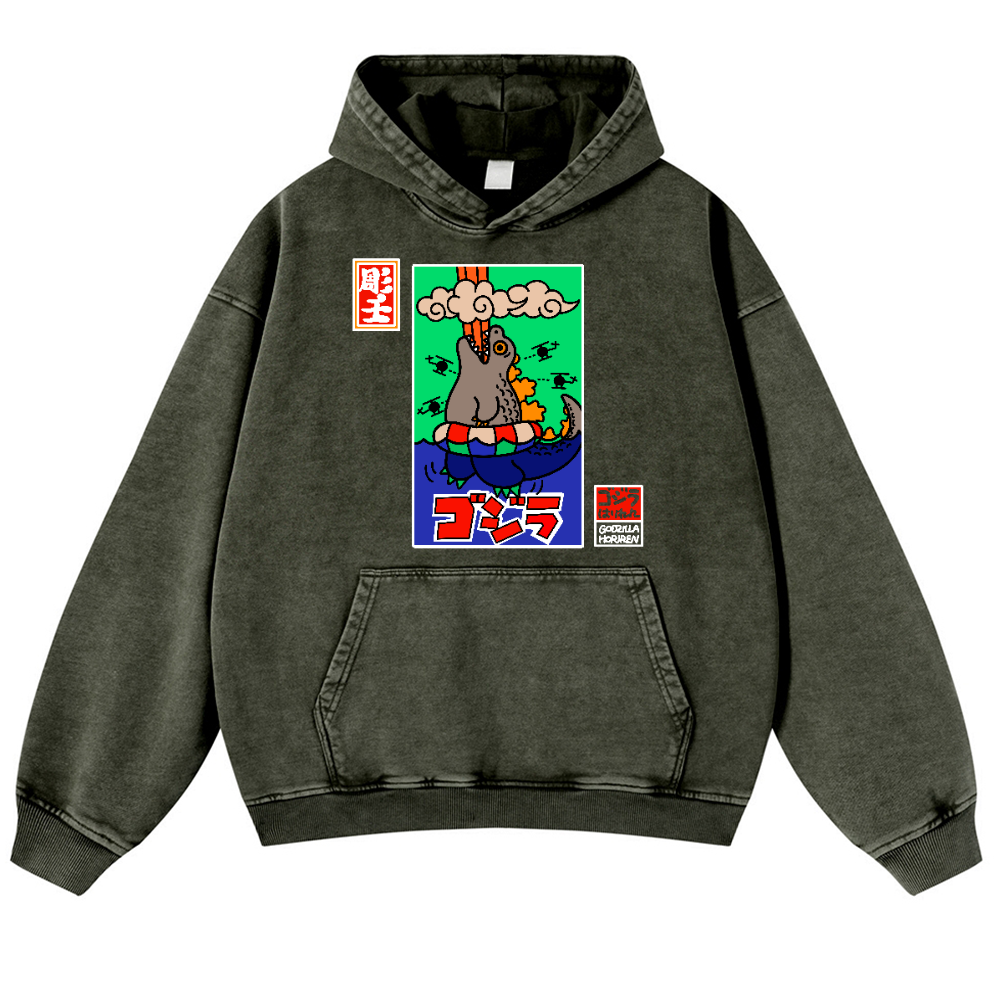 Kaiju Vintage Washed Thick Cotton Hoodie