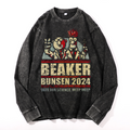 Beaker Bunsen 2024Vintage Cotton Wash Crewneck Long-Sleeve T-Shirt