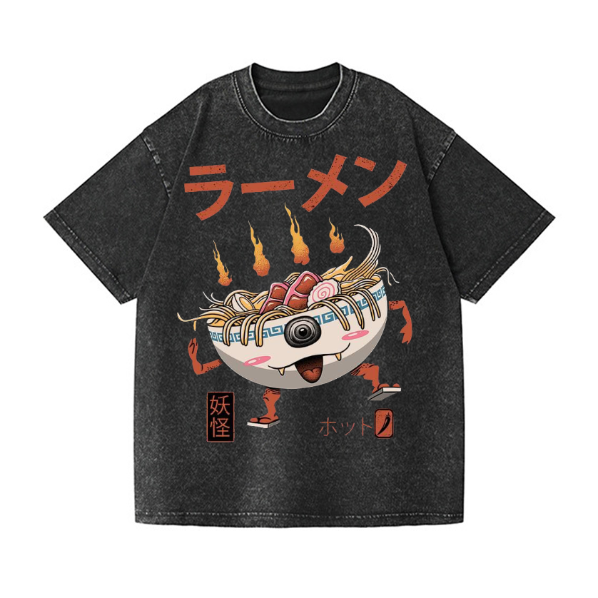 Ramen Monster Vintage Wash Japanese Design T-Shirt