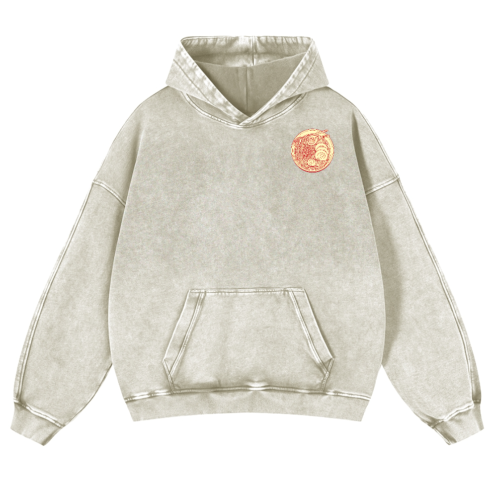 Ramen Vintage Washed Cotton Back Art Hoodie
