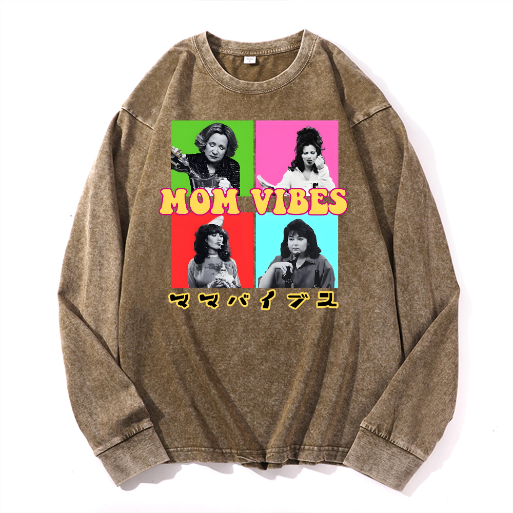 Mother's Day Vintage Cotton Wash Long-sleeve T-shirt