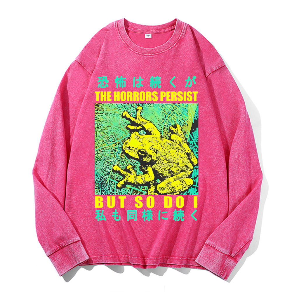 Vintage Cotton Wash Crewneck Long-Sleeve T-Shirt