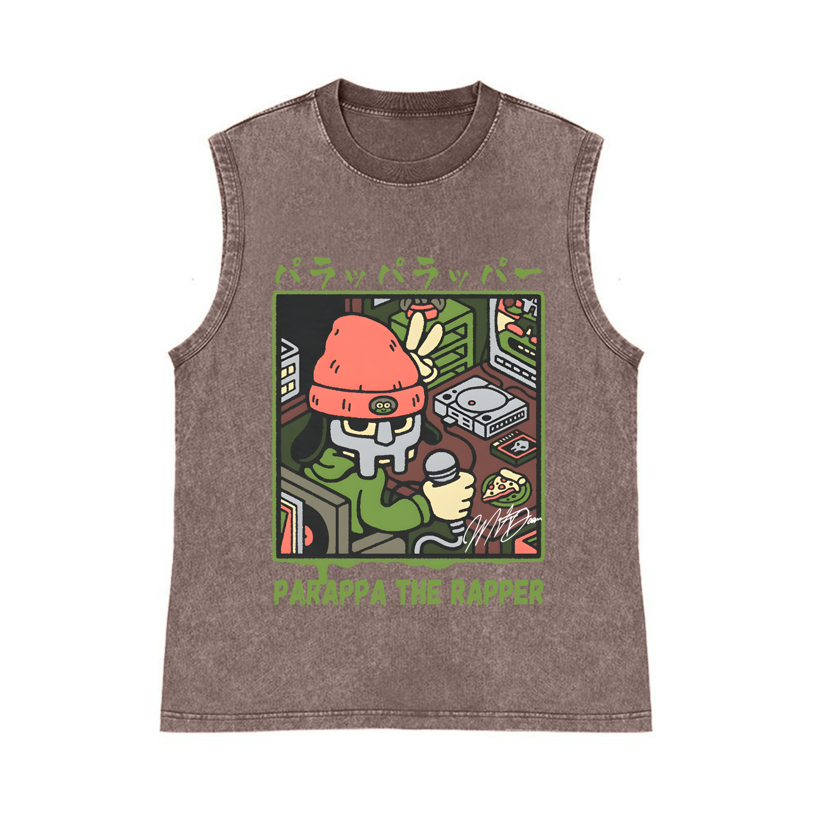 PaRappa the Rapper Pure Cotton Wash-Dyed Sleeveless Tank Top