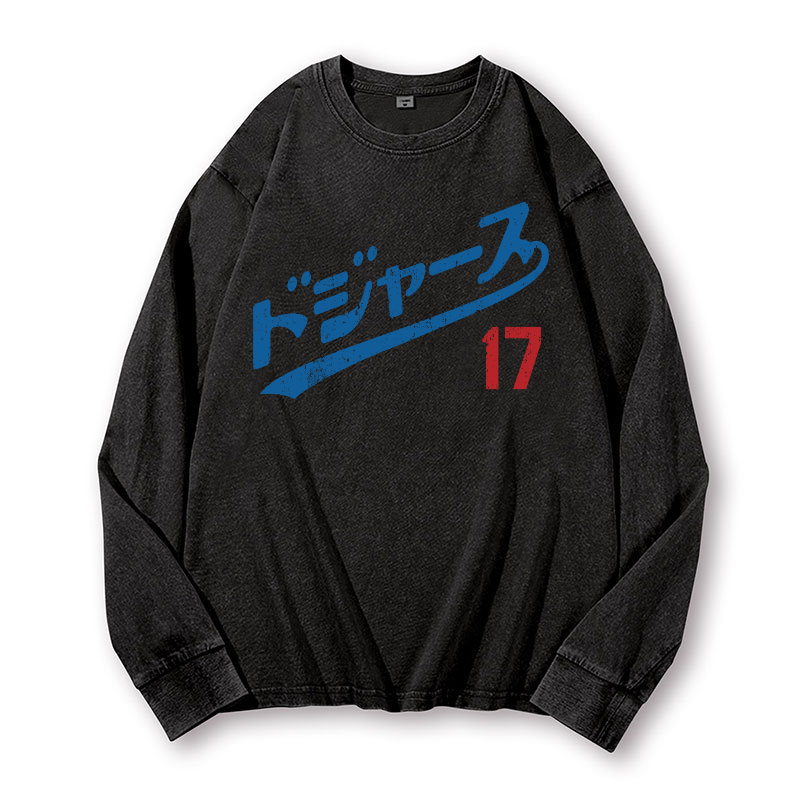 Dodger Baseball Vintage Washed Cotton Back Art Long-sleeve T-shirt