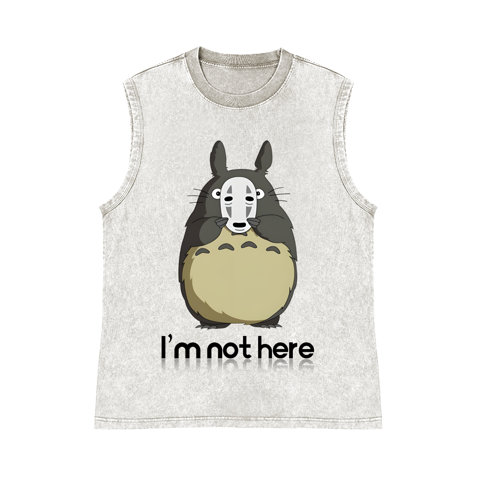 Ghibli Totoro No Face kaonashi Pure Cotton Wash-Dyed Sleeveless Tank Top