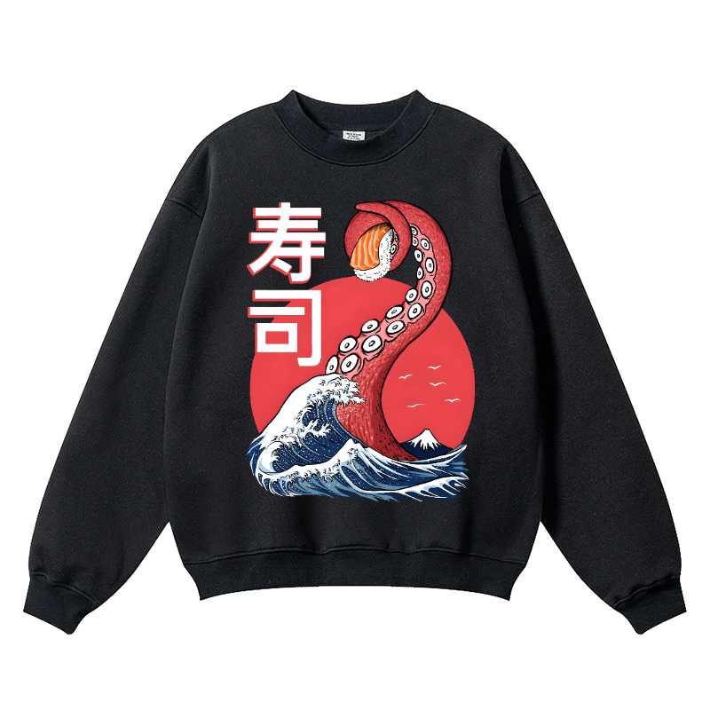 Sushi Octopus Vintage Cotton Blend Crewneck Sweatshirt