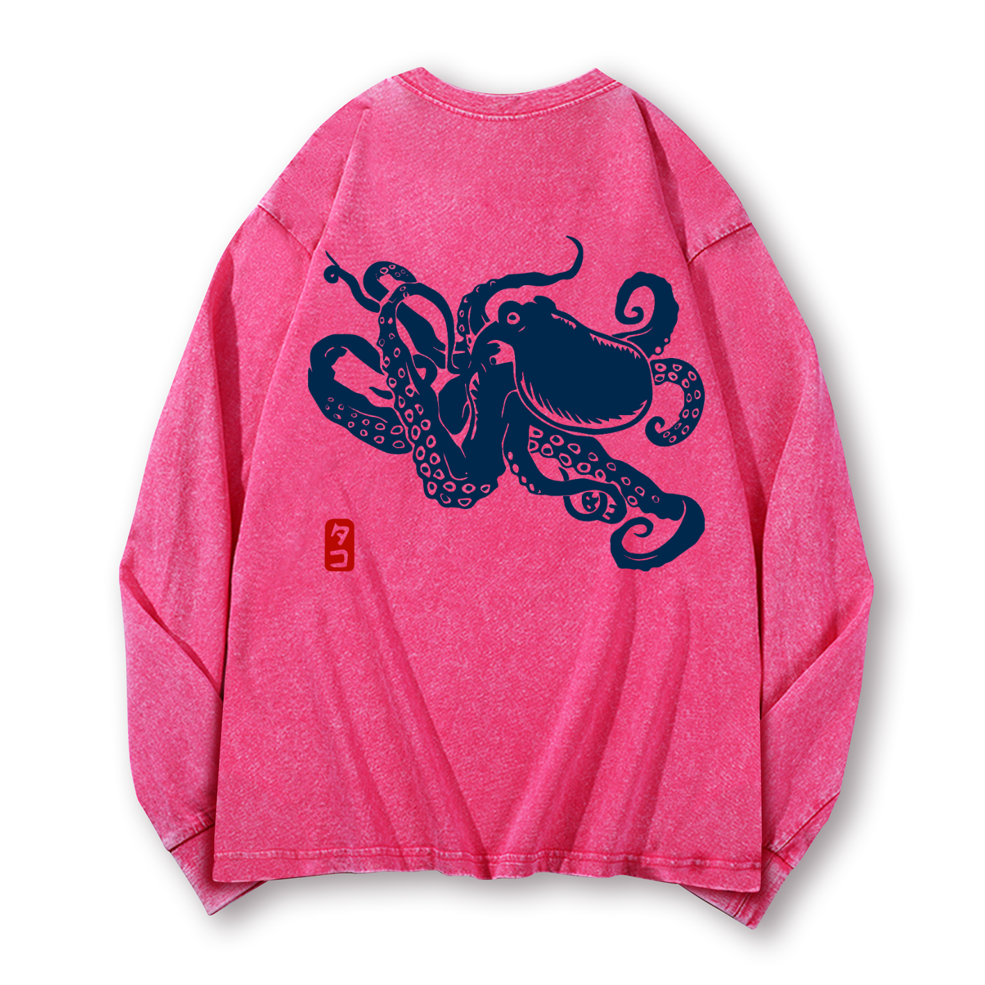 Octopus Vintage Washed Cotton Back Art Long-sleeve T-shirt