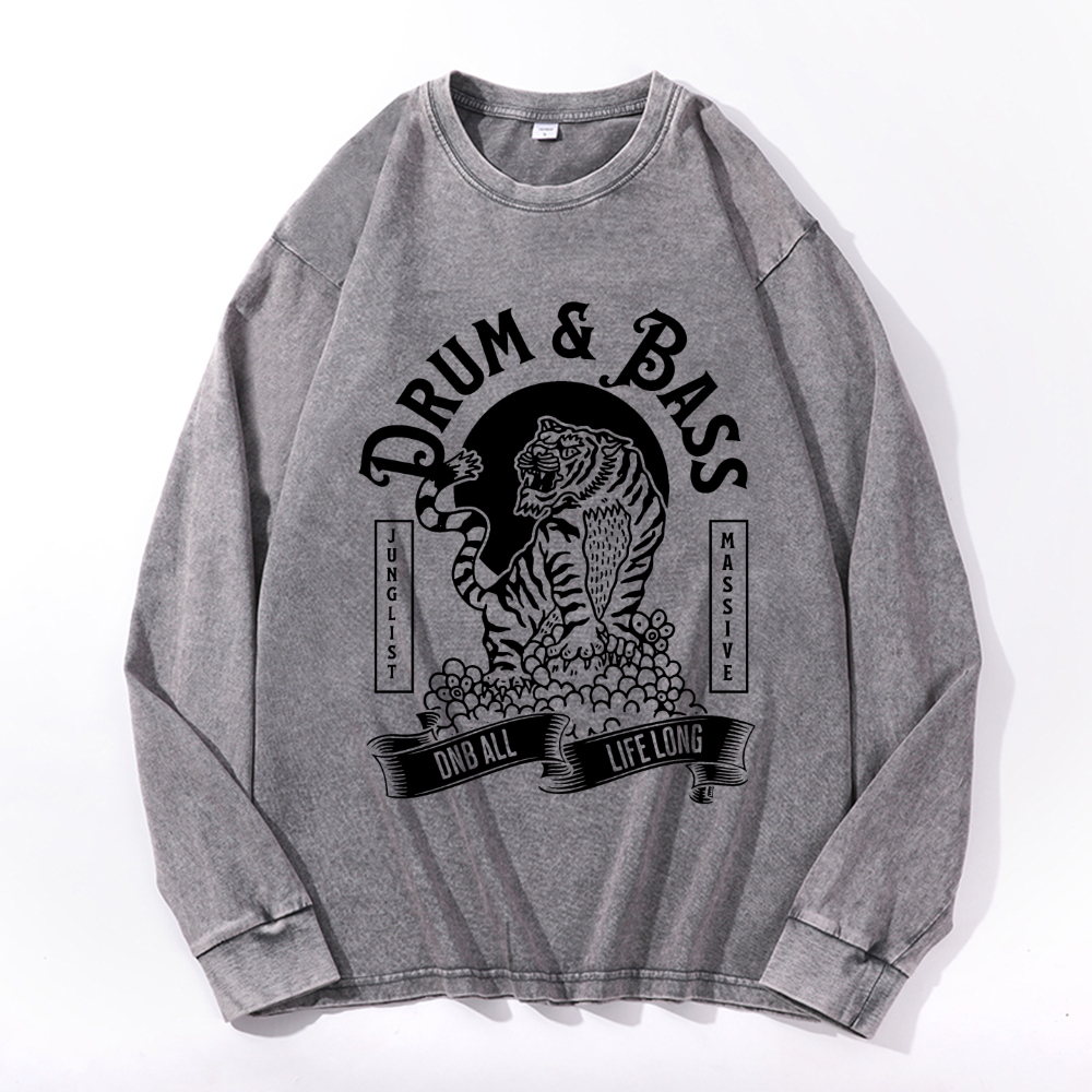 Vintage Cotton Wash Crewneck Long-Sleeve T-Shirt