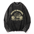 Deux Ex Machina Motorcycle Bike Vintage Cotton Wash Long-sleeve T-shirt